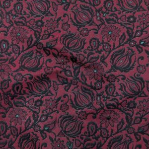 پارچه ژاکارد پنبه لمه 4094 رنگ زرشکی مشکی